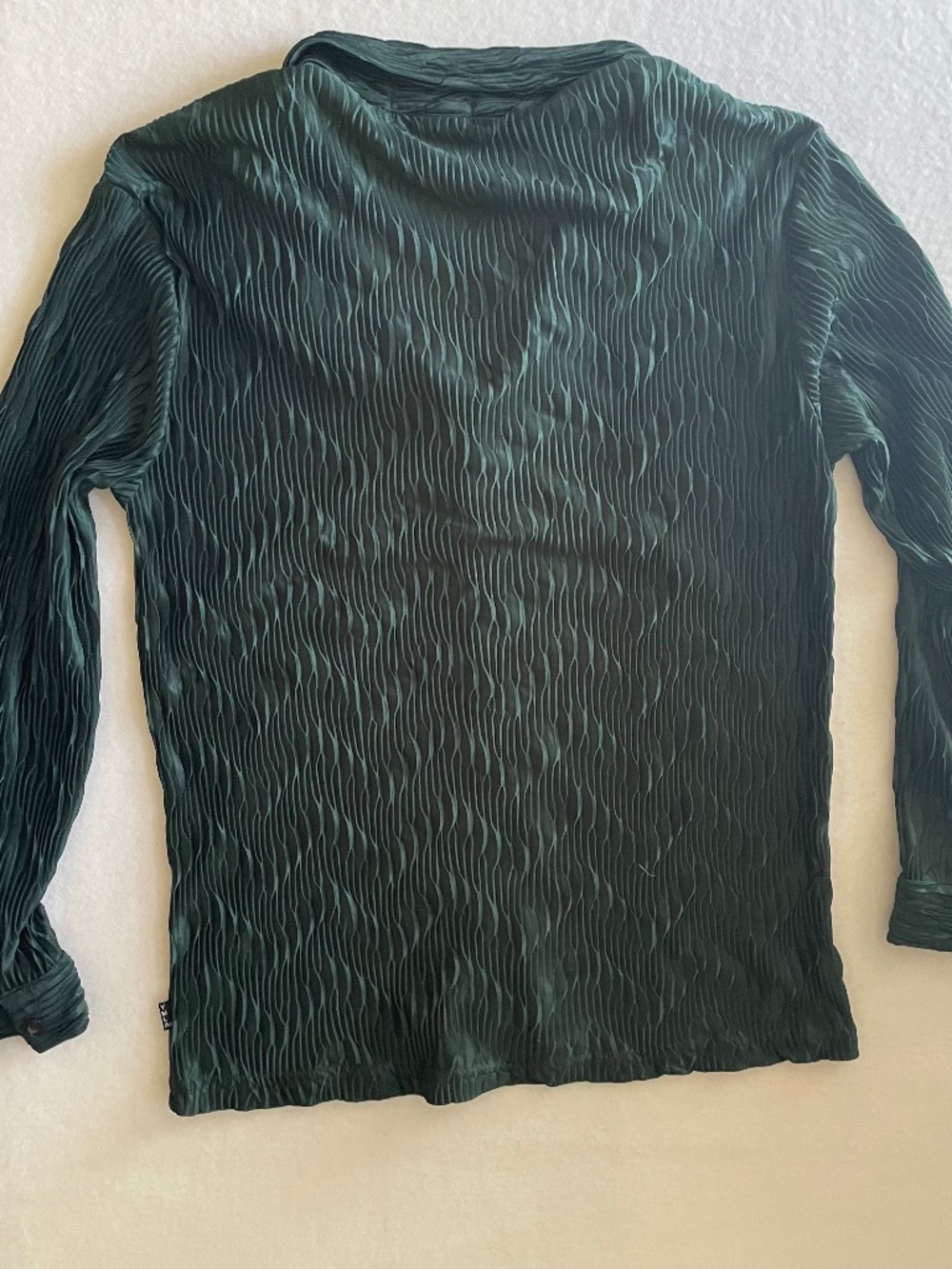 Vintage Y.M.L.A. Shirt Mens L Green Plisse Button Up Disco Rave Club 90s Y2K - Picture 10 of 10